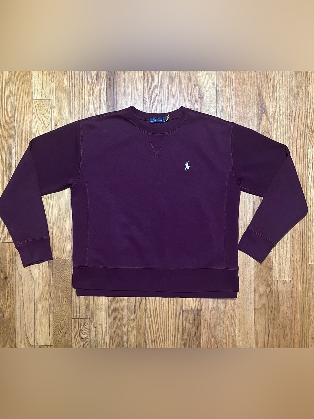 Polo Ralph Lauren Men's M Regular Purple Solid Knit Crew Neck Pullover Logo Tech